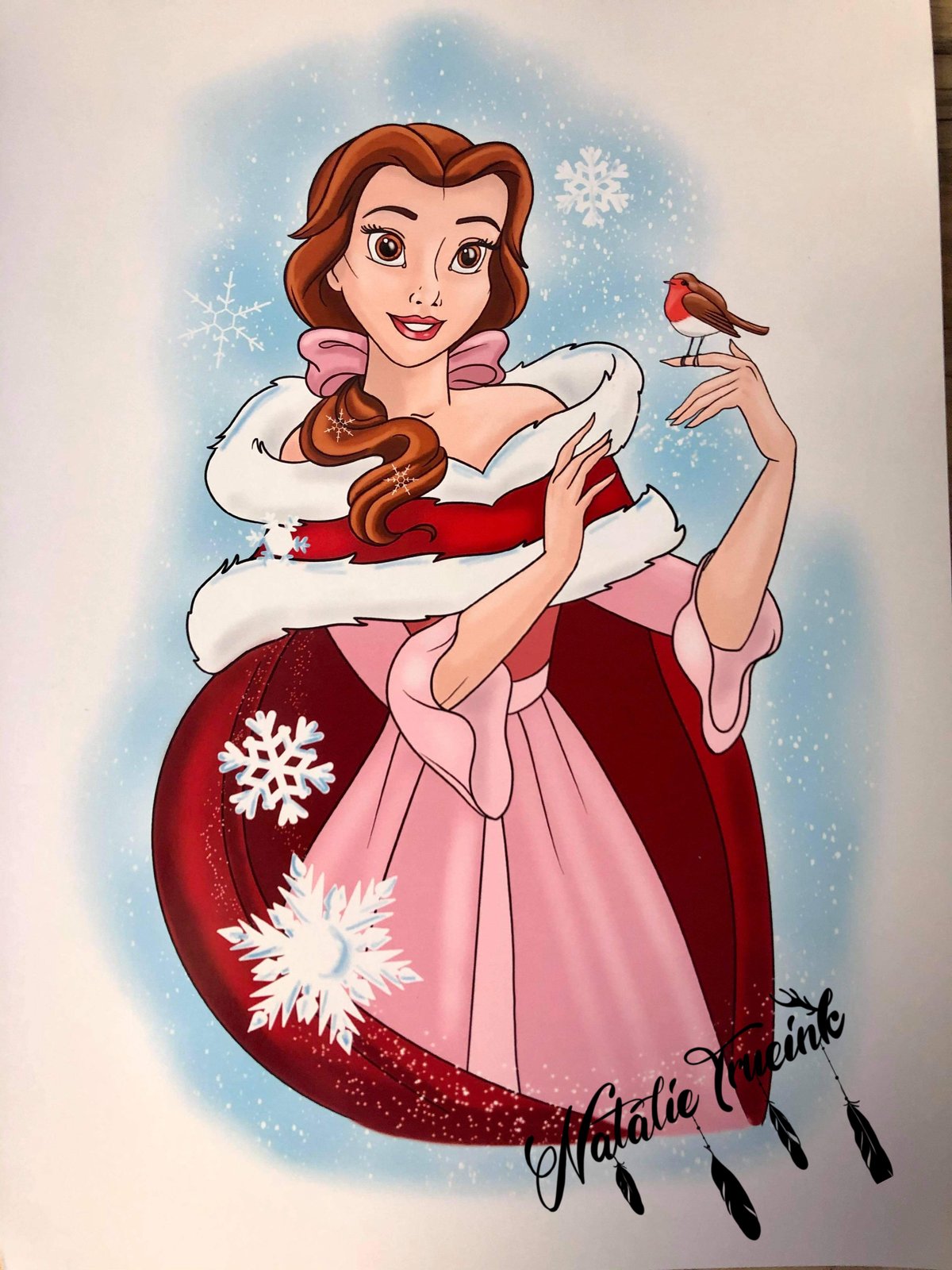 Christmas Disney Belle Print A4