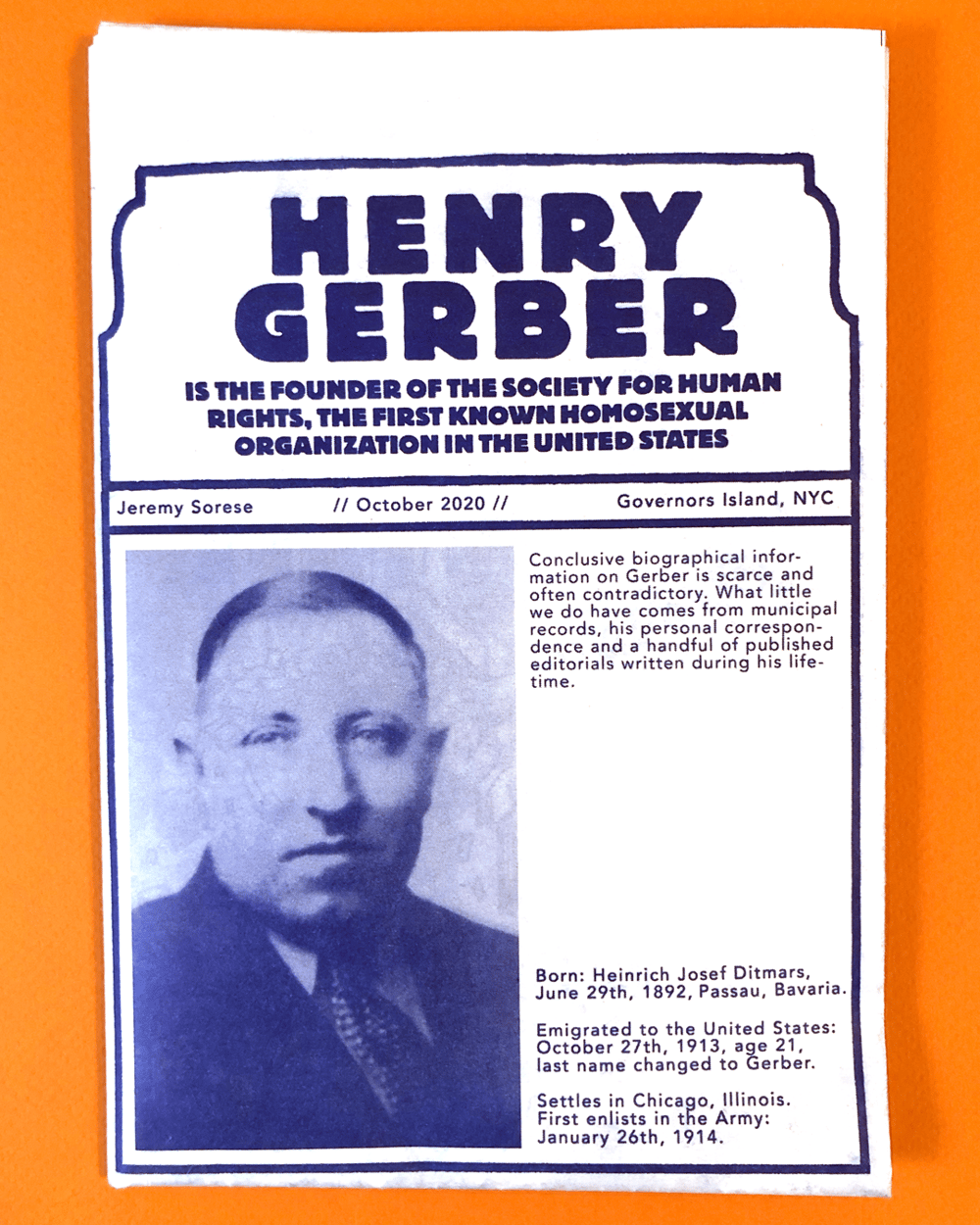 Image of Henry Gerber Broadsheet