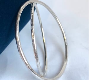 Handmade 2mm round thick 925 Silver Bangle Sizes Sm, Med, Large and XL