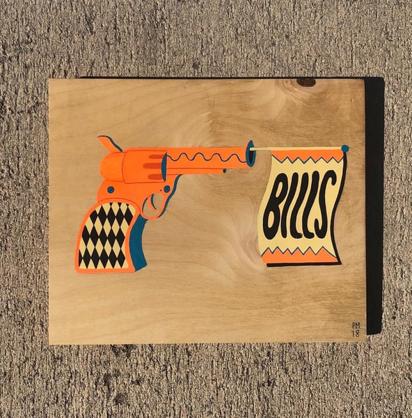 Image of ' Bills ' Wood Painting