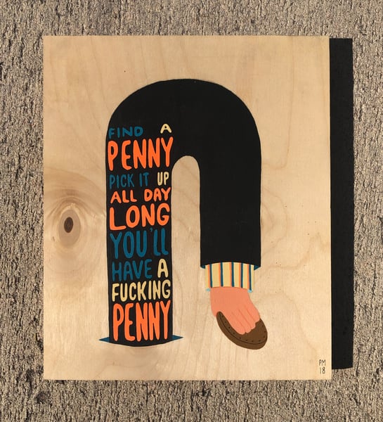 Image of ' Find A Penny ' Wood Painting