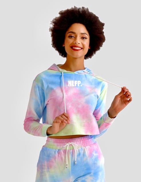 Image of TIE DYE CROP HOODIE NEON