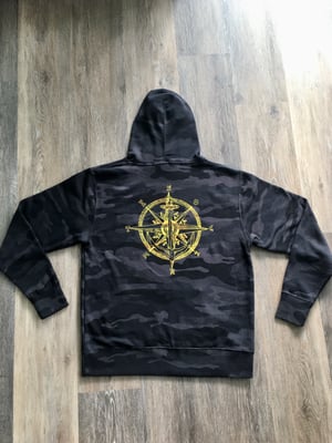 Image of "Compass Rose"  Black Camo Pullover