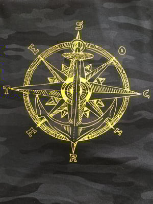 Image of "Compass Rose"  Black Camo Pullover