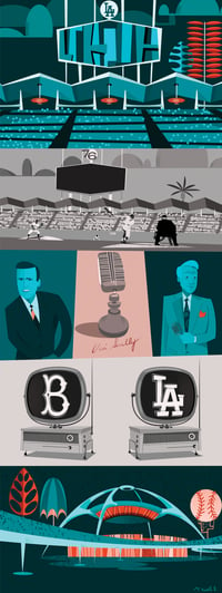 "It's Time for Dodger's Baseball" Giclee Canvas beanstalk print. Signed by Mcbiff. Limited to 25