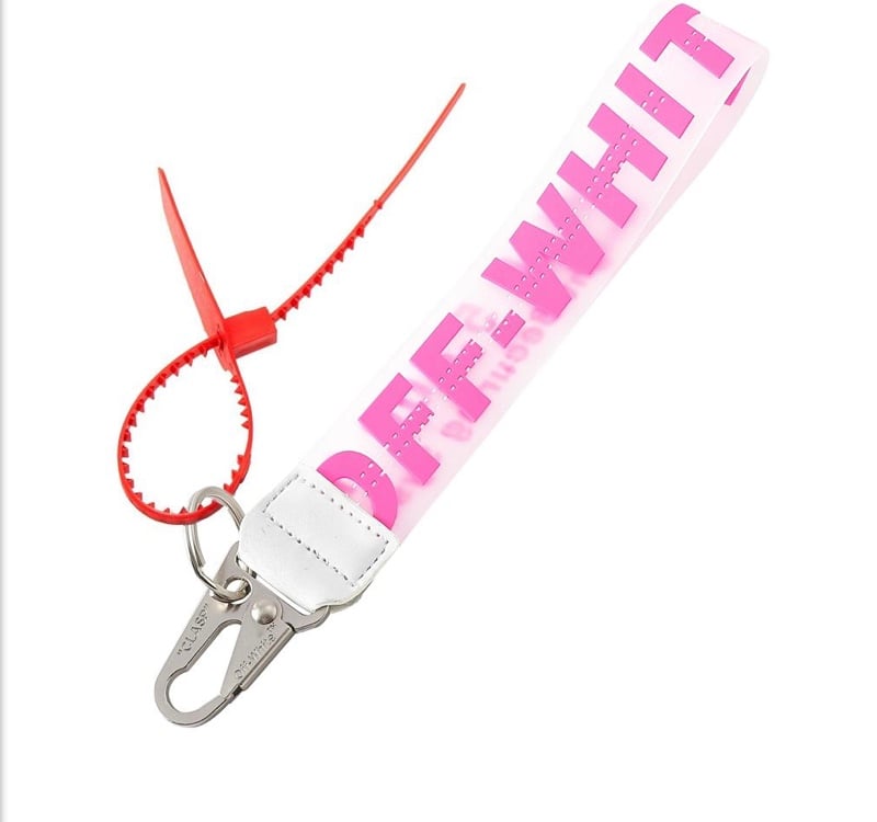 pink off white wrist lanyard