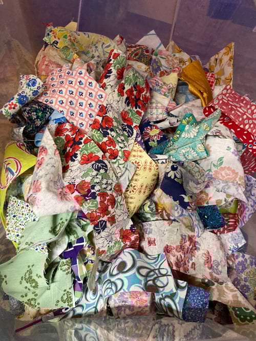 Image of Feedsack scrap bag— Variety of strips and squares