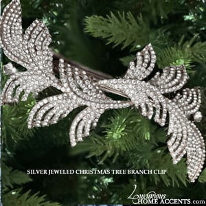 Image of Silver Jeweled Christmas Tree Branch Clip
