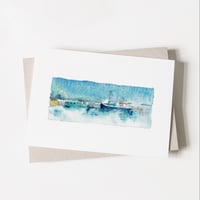 Boats at Avoch Harbour Watercolour Card