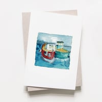 Fishing Boats Watercolour Card