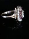 French Edwardian 18ct rose gold natural pearl and Ruby horseshoe ring