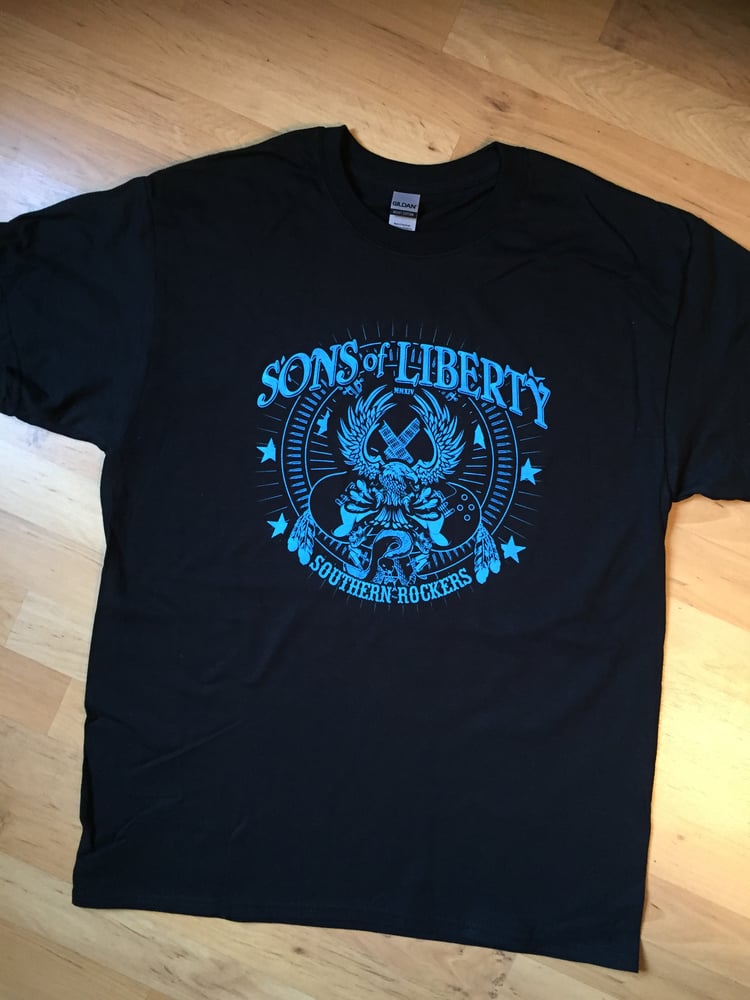 Image of T-Shirt: Southern Rockers - Glacier Blue / Black