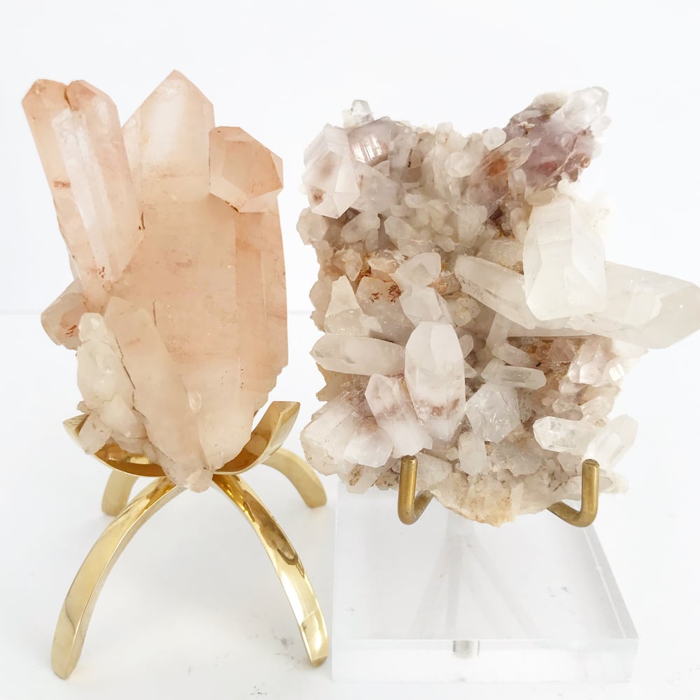 Image of Pink Quartz no.15 + Brass Claw Stand