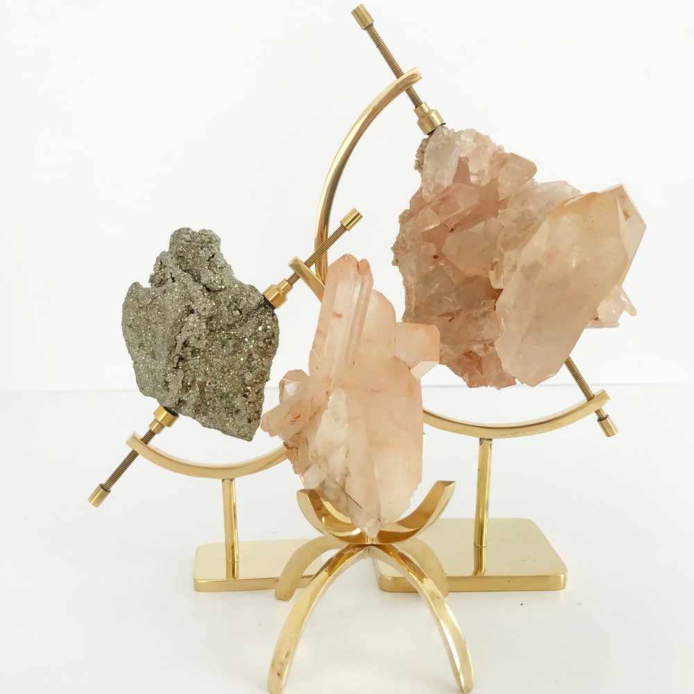 Image of Pink Quartz no.15 + Brass Claw Stand