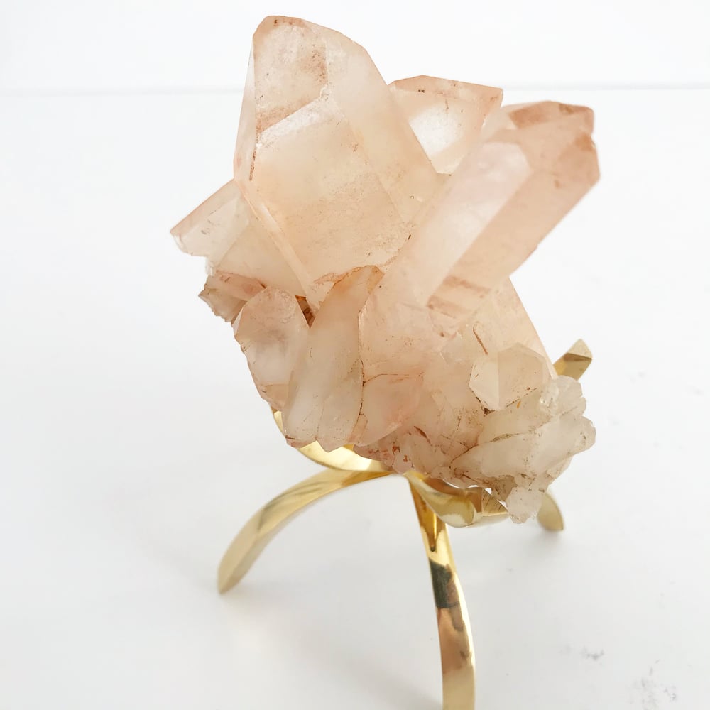 Image of Pink Quartz no.15 + Brass Claw Stand