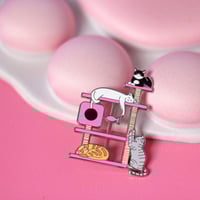 Image 3 of XL Cat Tree, hard enamel pin - cat scratching post - flair - lapel pin 