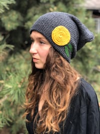 Image 5 of Slouchy Hat- Golden Yellow Flower