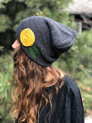 Image of Slouchy Hat- Golden Yellow Flower