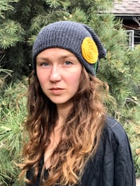 Image 3 of Slouchy Hat- Golden Yellow Flower