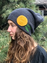 Image 4 of Slouchy Hat- Golden Yellow Flower
