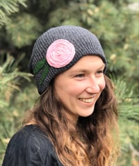 Image 1 of Slouchy hat- light pink flower