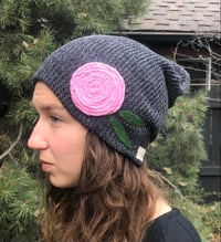Image 4 of Slouchy hat- medium pink flower