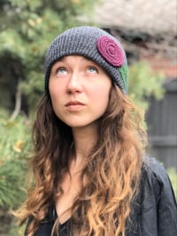 Image 2 of Slouchy hat- purple flower 