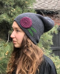 Image 4 of Slouchy hat- purple flower 