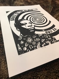 Image 2 of Sun Ra. Space is the Place. Hand Made. Original A4 linocut print.