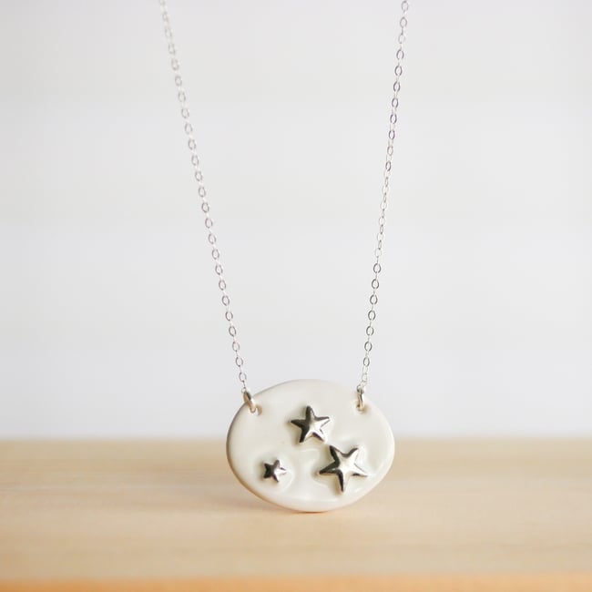 3 Silver Stars Necklaces Silver (Multiple Colors)