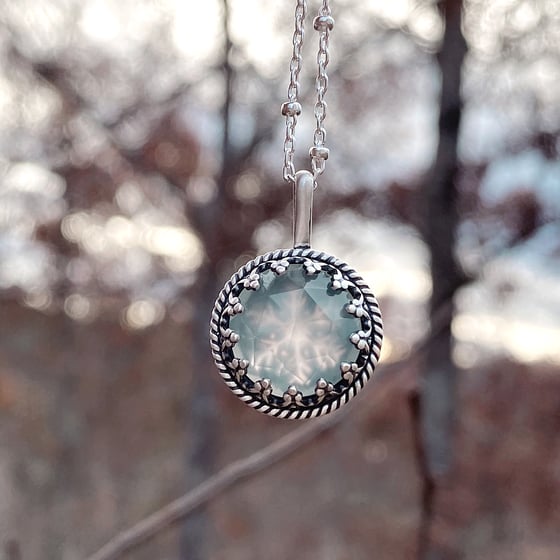 Image of Aqua Chalcedony Snowflake Necklaces