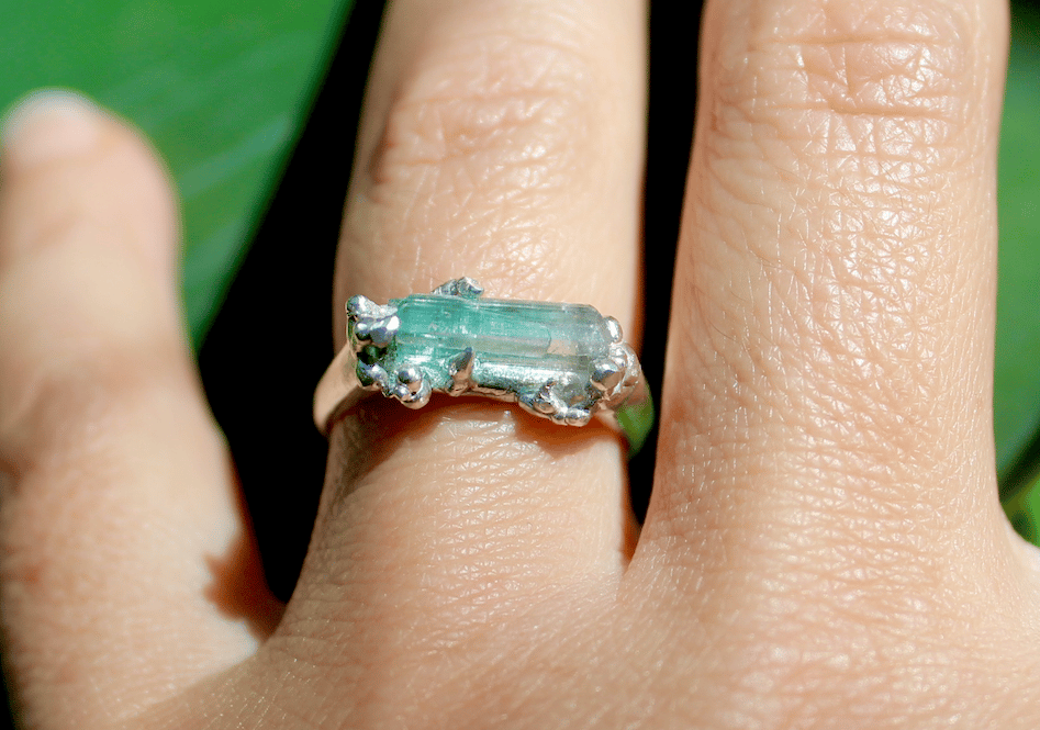 Image of Sea Foam Tourmaline Ring - Sterling