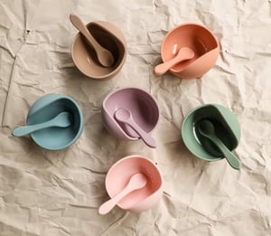 Image of Suction Silicone Bowl and Spoon set