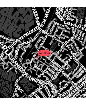 Image of Penge & Anerley SE20 - SE London Type Map - White text on black background