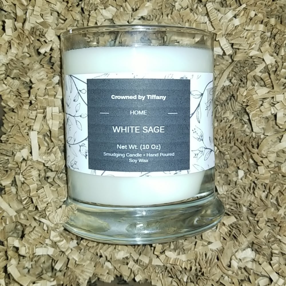White Sage Smudging Candle Crowned by Tiffany