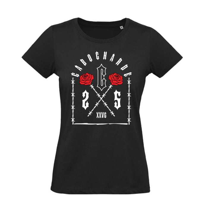 Image of TEE-SHIRT NOIR FEMME - CABOCHARDE N ROSES