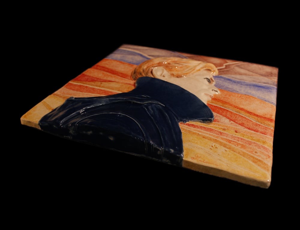 'Low' Wall Panel Painted Ceramic (Framed)