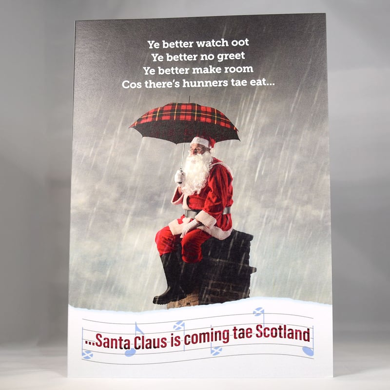 Santa in Scotland Christmas Card Being Scottish