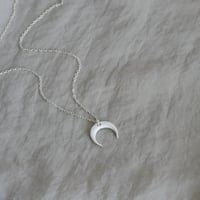 Image 1 of Crescent Moon Necklace Silver Chain 