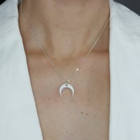 Image 2 of Crescent Moon Necklace Silver Chain 