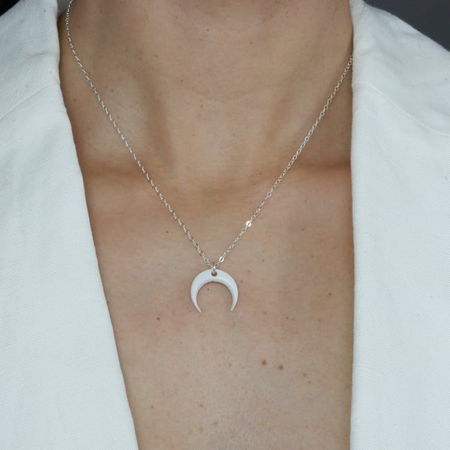 Crescent Moon Necklace Silver Chain 