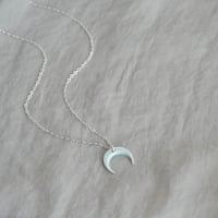 Image 2 of Crescent Moon Necklace Silver Chain (Multiple Colors)