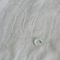 Image 2 of Crescent Moon Necklace Silver Chain (Multiple Colors)I