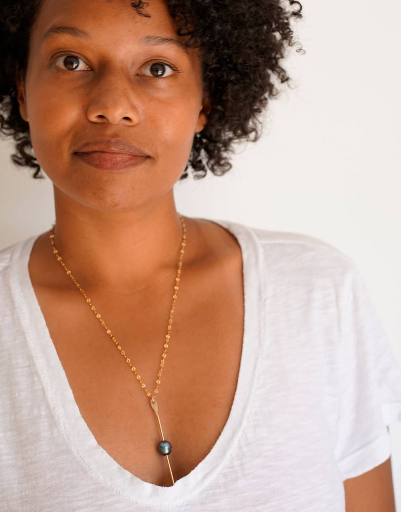 Image of Spike Necklace - Blue Biwa Pearl
