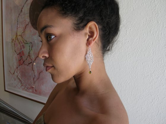 Image of Atomic Leaf Earring - Sterling Silver with Citrine Drop (Med)