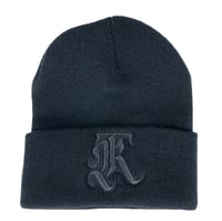 Beanie - Black with black embroidered font