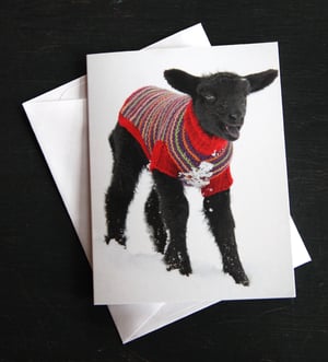 Image of Notecards - Set of 10 - Black Lamb in Sweater - FREE SHIPPING