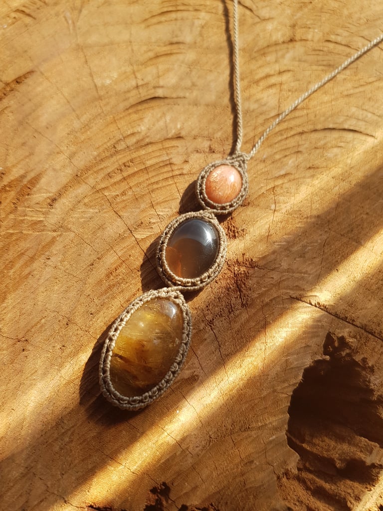 Triopetra : Indian Moonstone & Smokey Quartz & Golden Rutilated Quartz Image 2