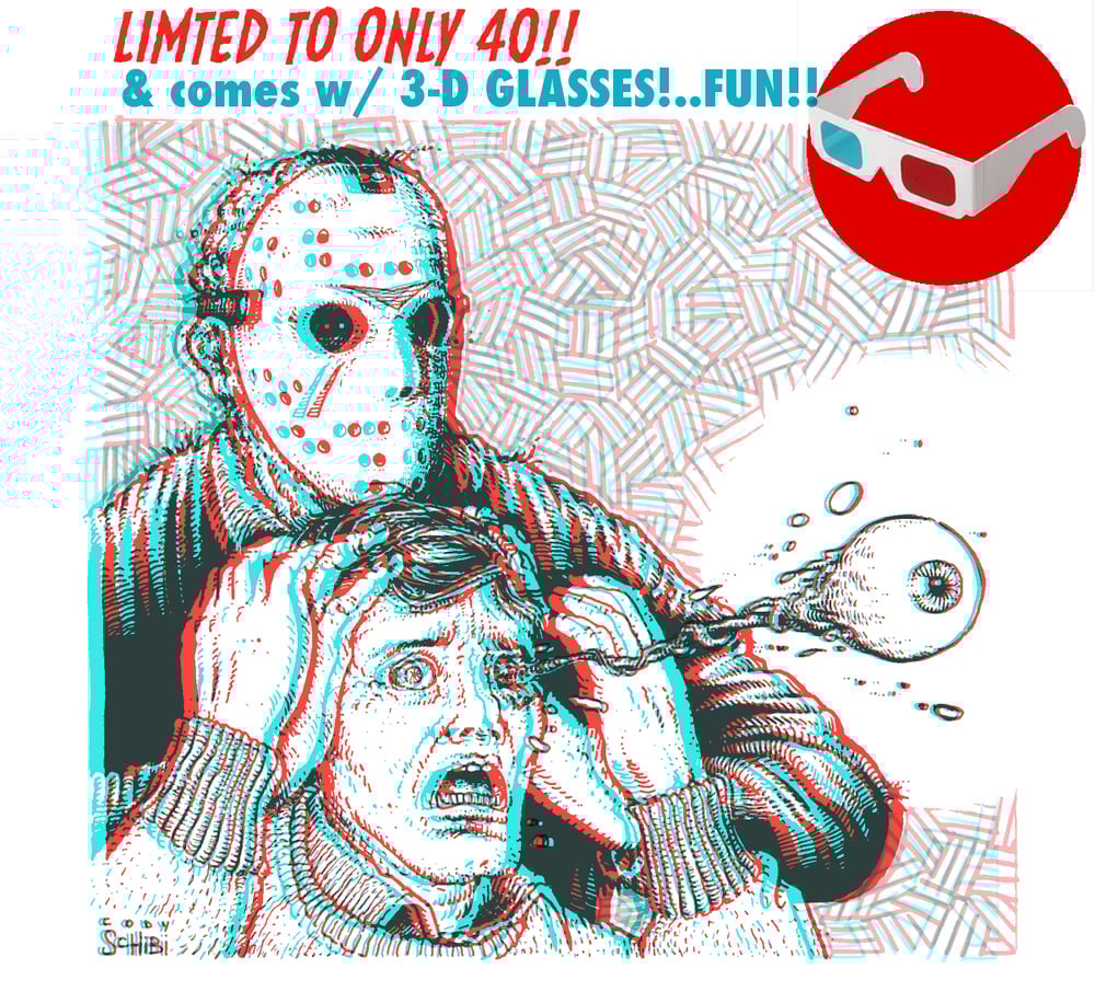 Limited '3-d JASON' art print WITH 3-D glasses!