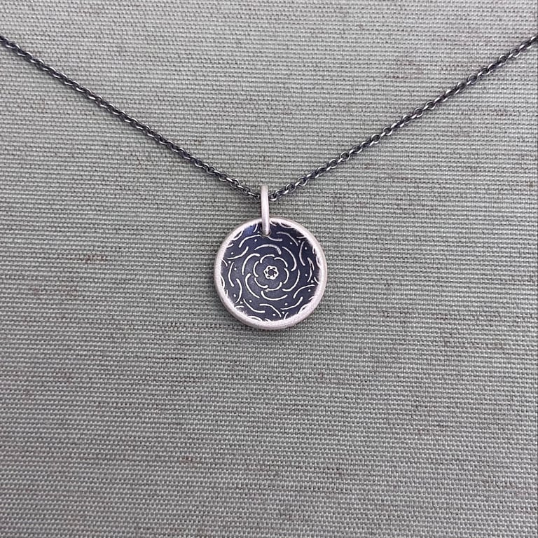 Tiny Sterling Silver Peony Necklace